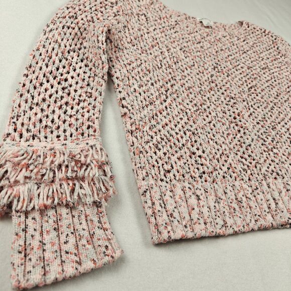 Club Monaco Open Knit Fringe Sleeves Speckled Sweater Size S Cozy Softgirl - Picture 5 of 10